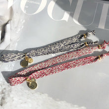 Load image into Gallery viewer, GRAND COTTON BRACELET BURGUNDY/NAVY BLUE IN GOLD