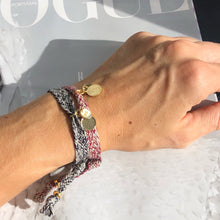 Load image into Gallery viewer, GRAND COTTON BRACELET BURGUNDY/NAVY BLUE IN GOLD