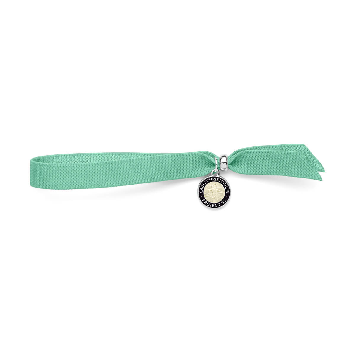 Bracelet Mint Green Saint Christopher Medallion Talisman for protection
