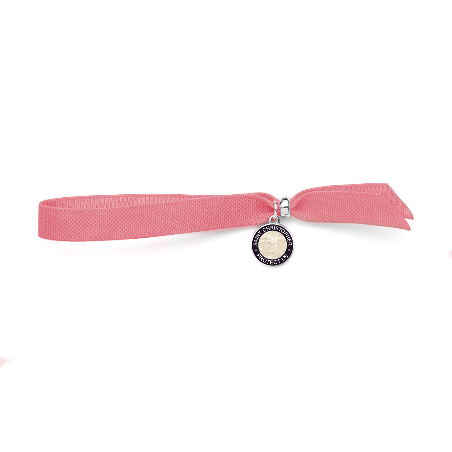 Bracelet Coral / Pink Saint Christopher Medallion Talisman for protection